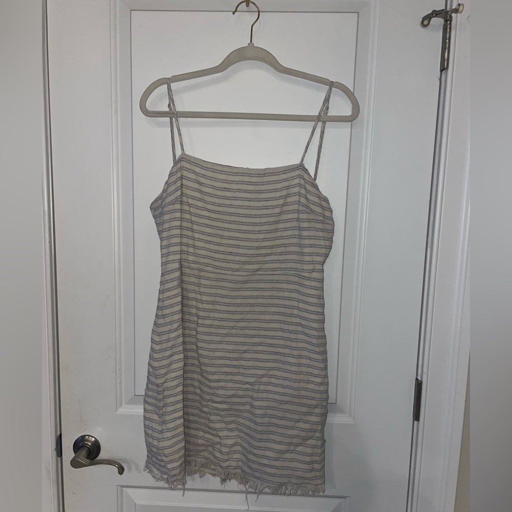 Cream and blue stripped dress